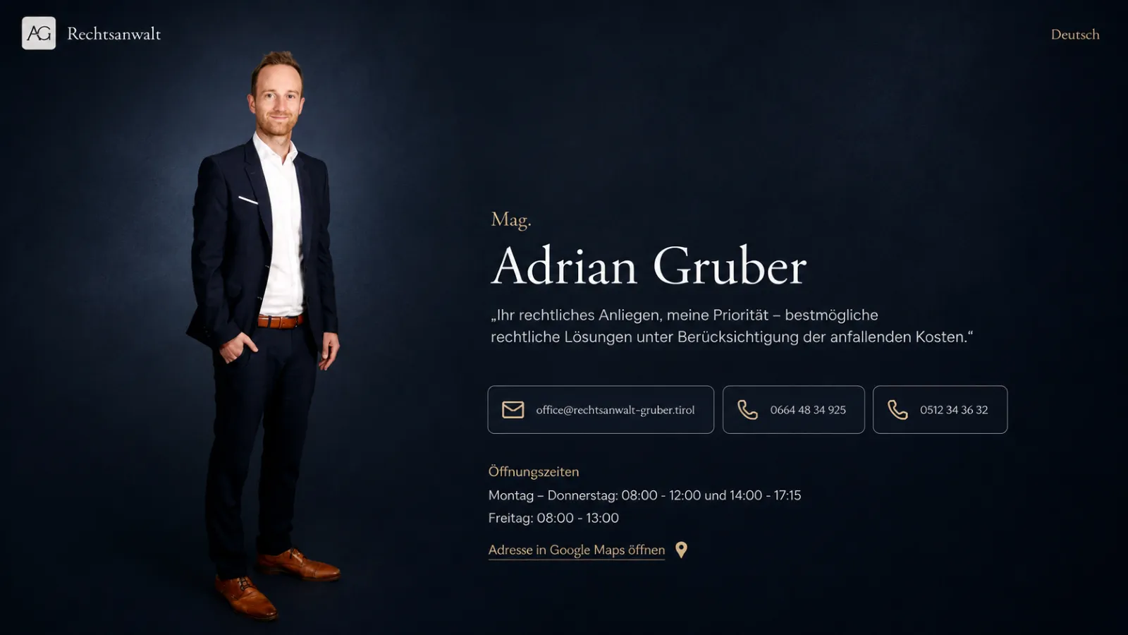 Rechtsanwalt Mag. Gruber – Logo, Webseite, Brand